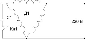 Схема подключения пускового конденсатора к асинхронному двигателю