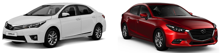 Toyota Corolla и Mazda 3